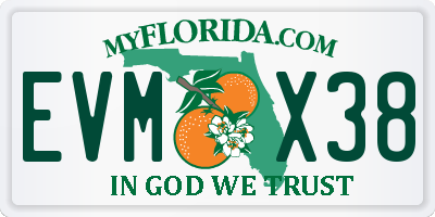 FL license plate EVMX38
