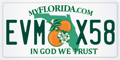 FL license plate EVMX58