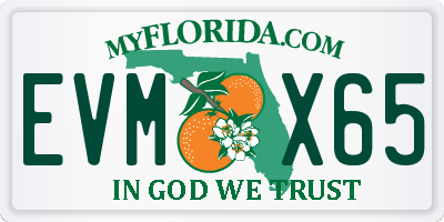 FL license plate EVMX65