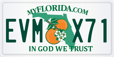 FL license plate EVMX71