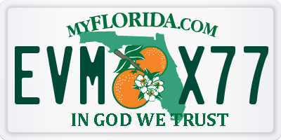 FL license plate EVMX77