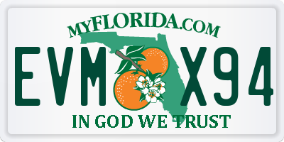 FL license plate EVMX94