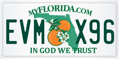 FL license plate EVMX96