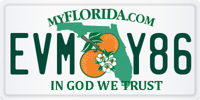 FL license plate EVMY86