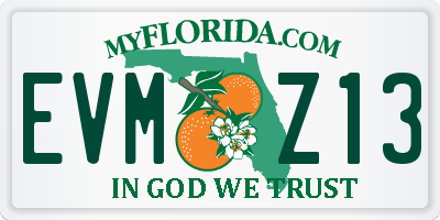 FL license plate EVMZ13