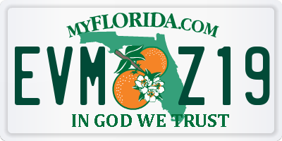 FL license plate EVMZ19