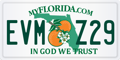 FL license plate EVMZ29