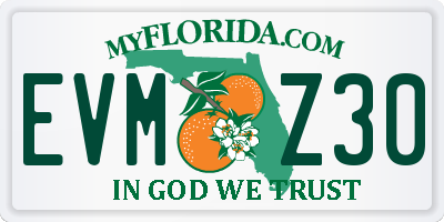 FL license plate EVMZ30