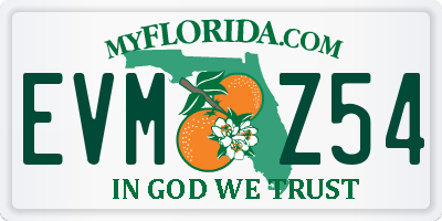 FL license plate EVMZ54