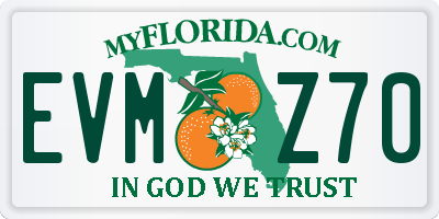 FL license plate EVMZ70