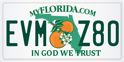 FL license plate EVMZ80