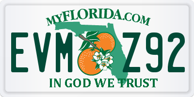 FL license plate EVMZ92