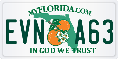 FL license plate EVNA63