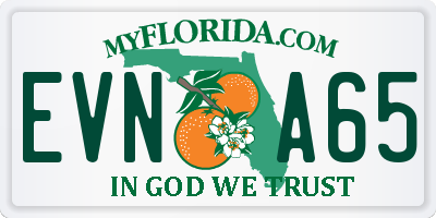 FL license plate EVNA65