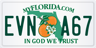 FL license plate EVNA67