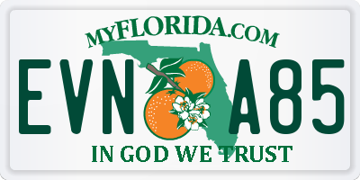 FL license plate EVNA85