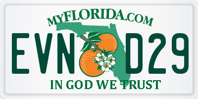 FL license plate EVND29
