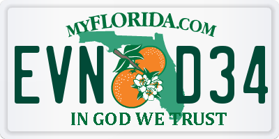 FL license plate EVND34