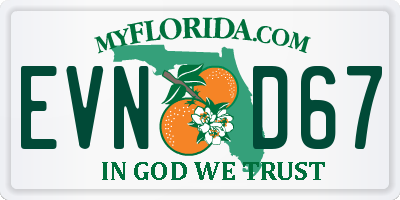 FL license plate EVND67