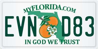 FL license plate EVND83