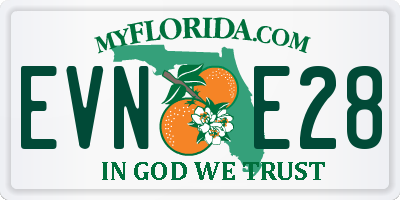 FL license plate EVNE28