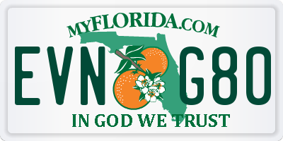 FL license plate EVNG80