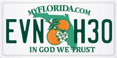 FL license plate EVNH30