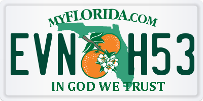 FL license plate EVNH53