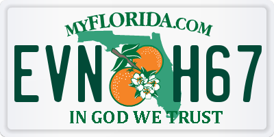 FL license plate EVNH67