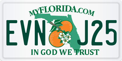 FL license plate EVNJ25