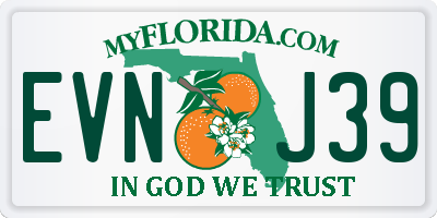 FL license plate EVNJ39
