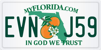 FL license plate EVNJ59