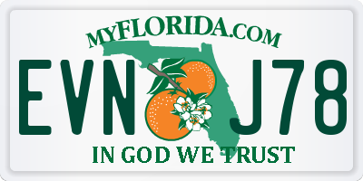 FL license plate EVNJ78