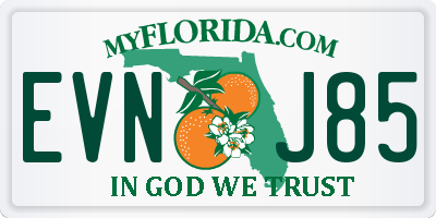 FL license plate EVNJ85