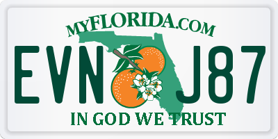 FL license plate EVNJ87