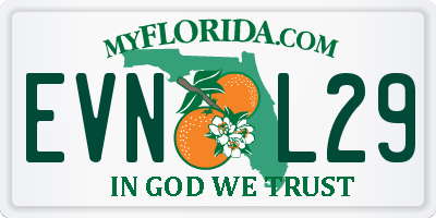 FL license plate EVNL29