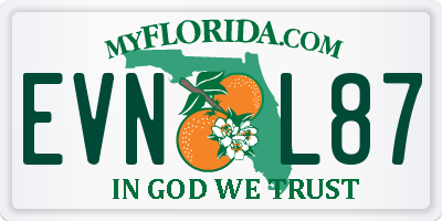 FL license plate EVNL87
