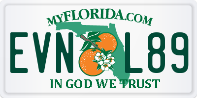 FL license plate EVNL89