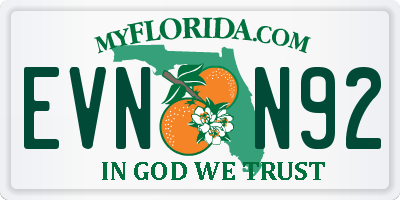 FL license plate EVNN92