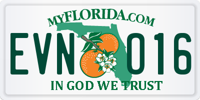 FL license plate EVNO16
