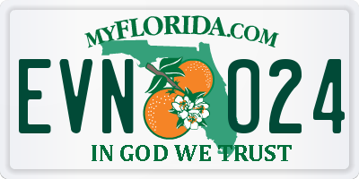 FL license plate EVNO24