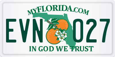 FL license plate EVNO27