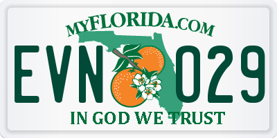FL license plate EVNO29