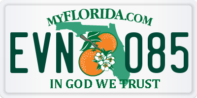 FL license plate EVNO85