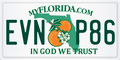 FL license plate EVNP86