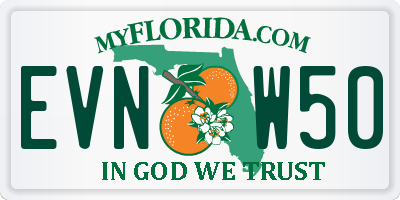 FL license plate EVNW50