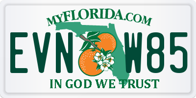 FL license plate EVNW85