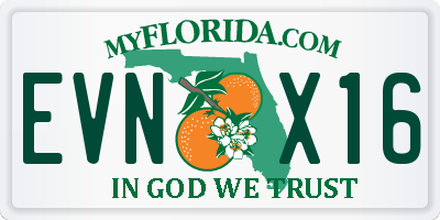 FL license plate EVNX16
