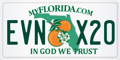 FL license plate EVNX20
