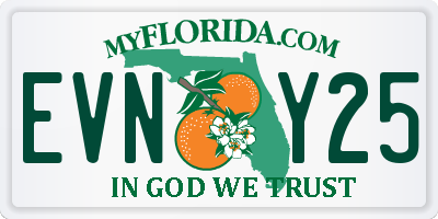FL license plate EVNY25